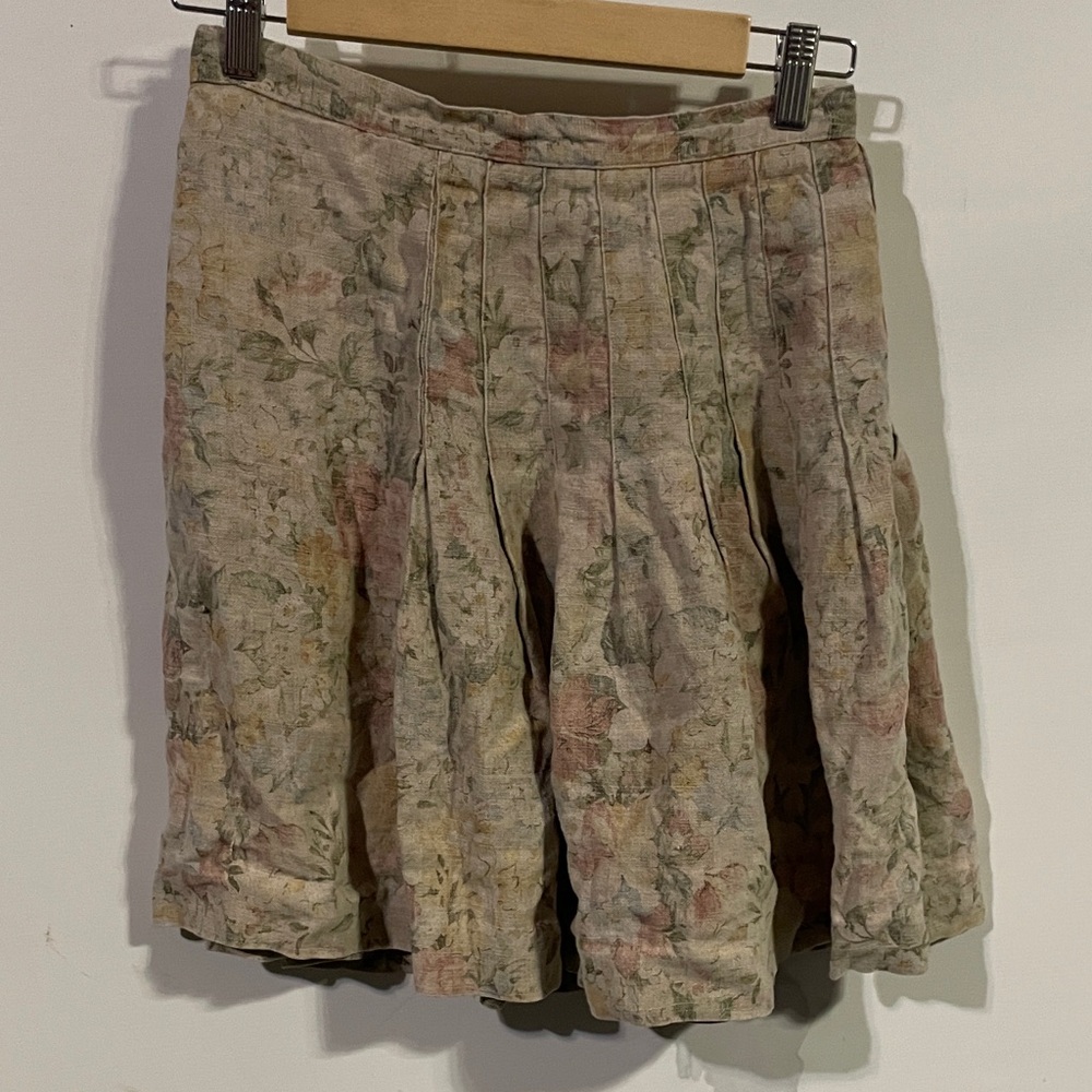 Floral Pleated Midi Skirt in Muted Pastels